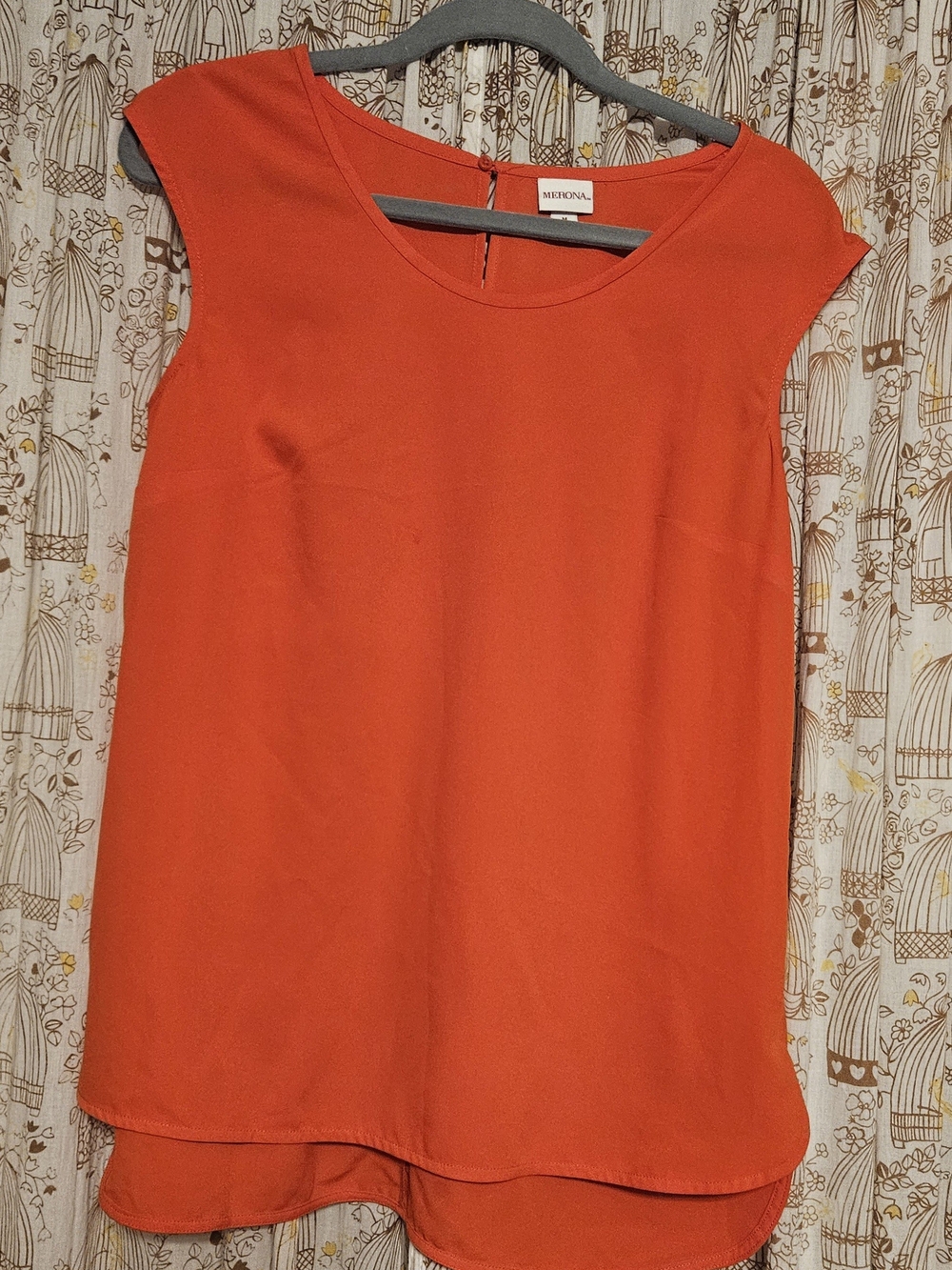 Merona Orange Double-Layer Cap Sleeve Shell Top